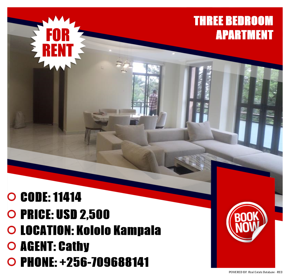 3 bedroom Apartment  for rent in Kololo Kampala Uganda, code: 11414