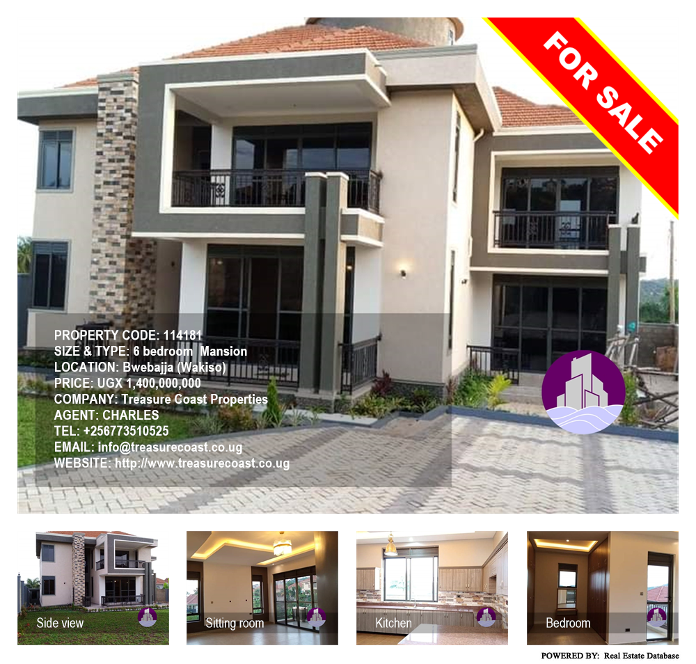 6 bedroom Mansion  for sale in Bwebajja Wakiso Uganda, code: 114181