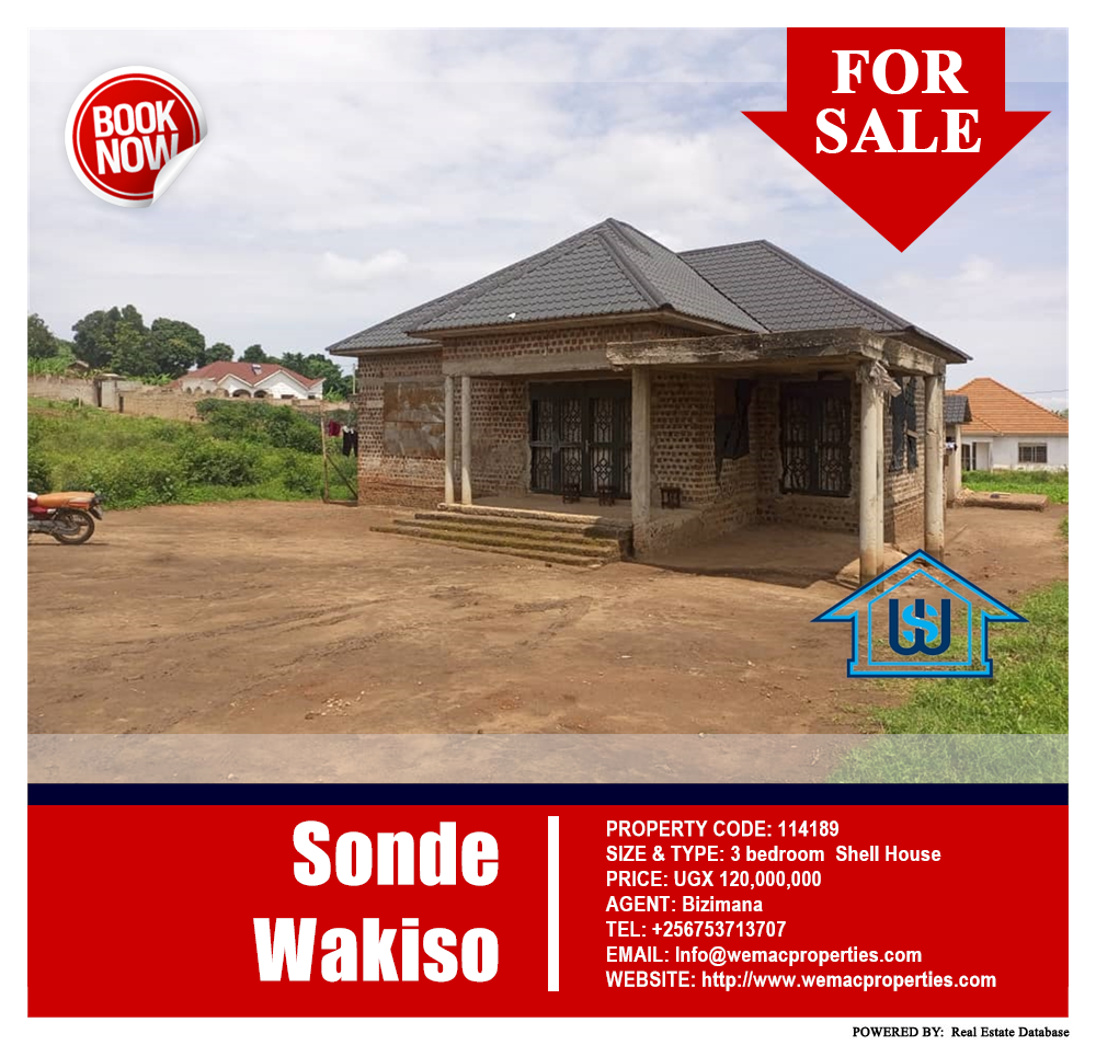 3 bedroom Shell House  for sale in Sonde Wakiso Uganda, code: 114189