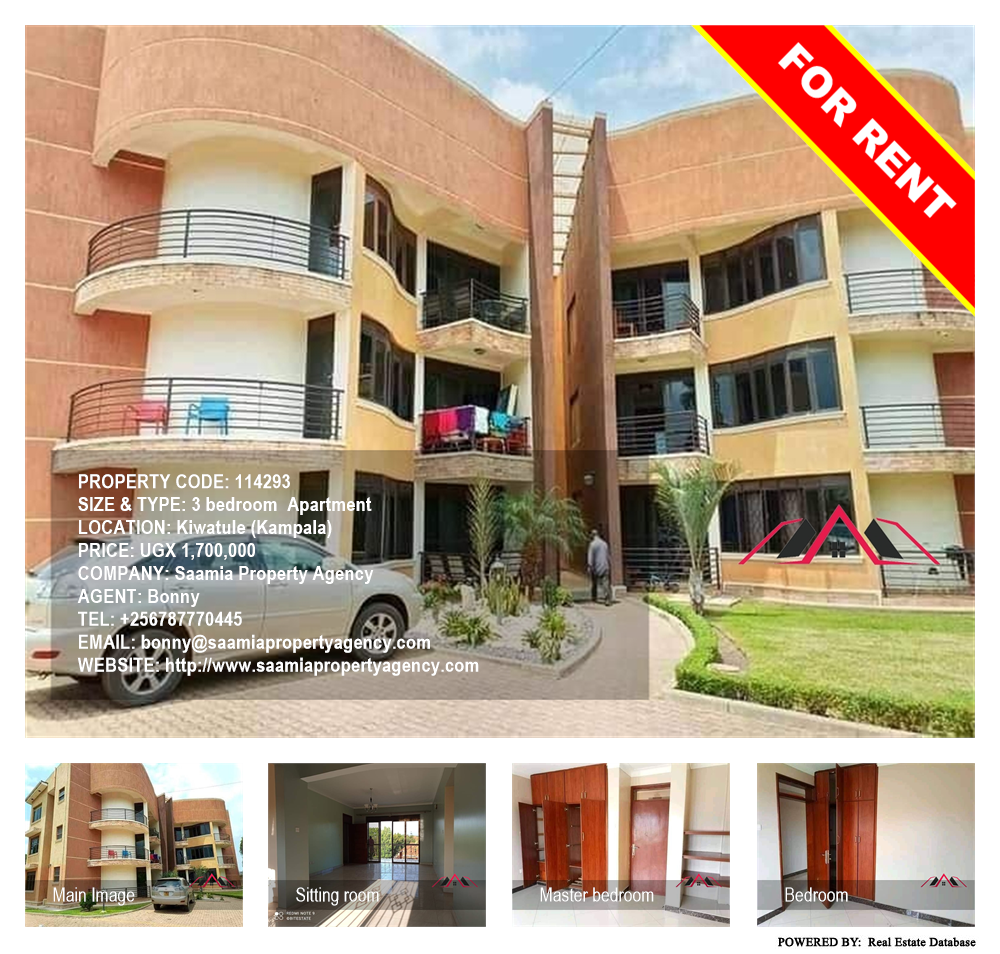 3 bedroom Apartment  for rent in Kiwaatule Kampala Uganda, code: 114293