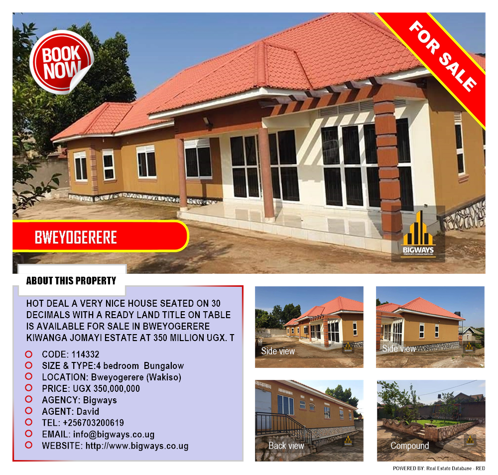 4 bedroom Bungalow  for sale in Bweyogerere Wakiso Uganda, code: 114332