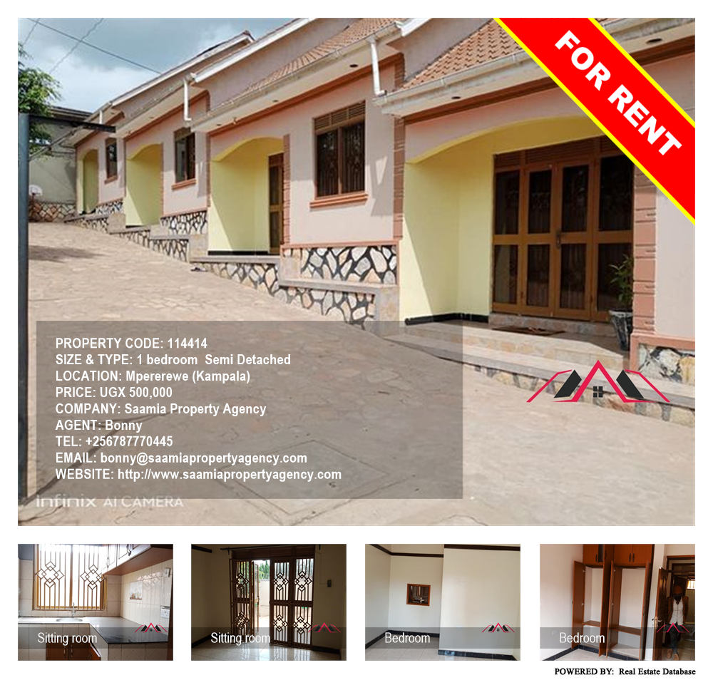 1 bedroom Semi Detached  for rent in Mpererewe Kampala Uganda, code: 114414