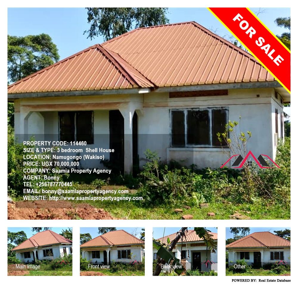 3 bedroom Shell House  for sale in Namugongo Wakiso Uganda, code: 114460