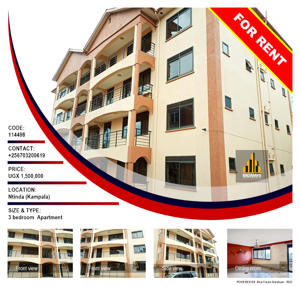 3 bedroom Apartment  for rent in Ntinda Kampala Uganda, code: 114498