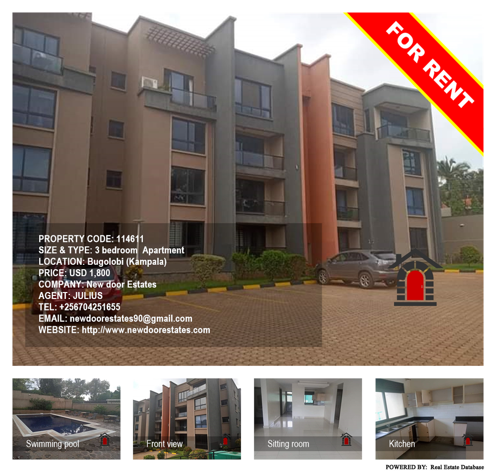 3 bedroom Apartment  for rent in Bugoloobi Kampala Uganda, code: 114611