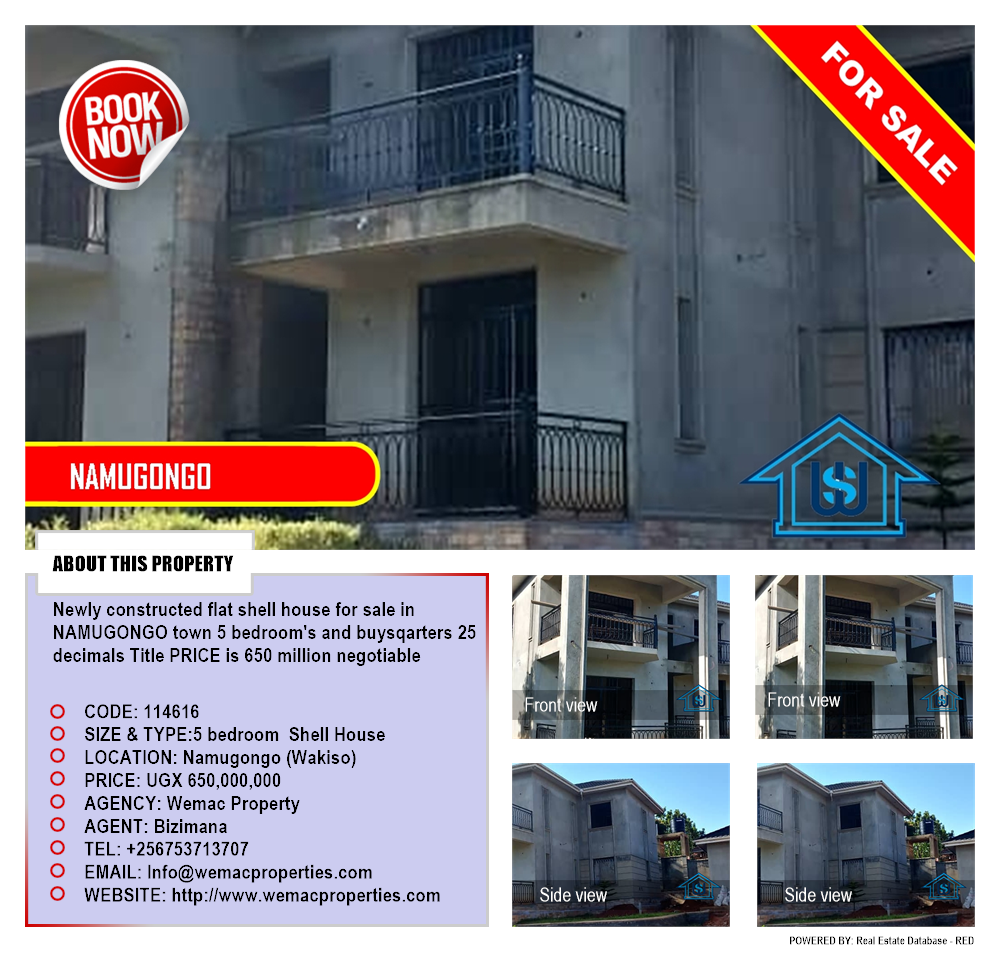 5 bedroom Shell House  for sale in Namugongo Wakiso Uganda, code: 114616