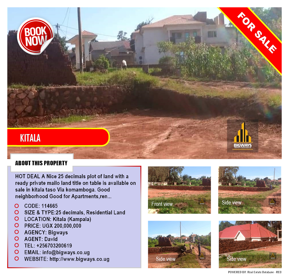 Residential Land  for sale in Kitala Kampala Uganda, code: 114665