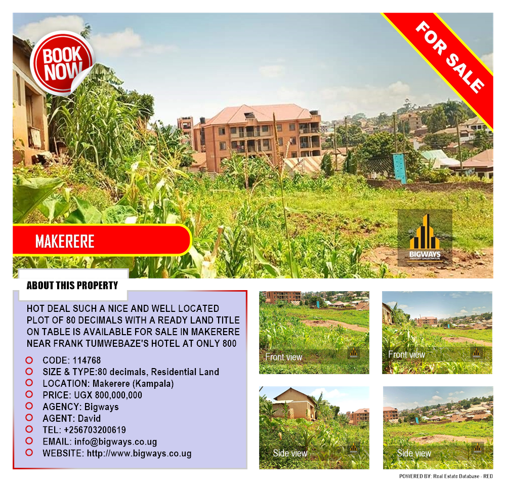 Residential Land  for sale in Makerere Kampala Uganda, code: 114768