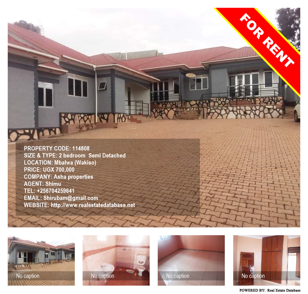 2 bedroom Semi Detached  for rent in Mbalwa Wakiso Uganda, code: 114808