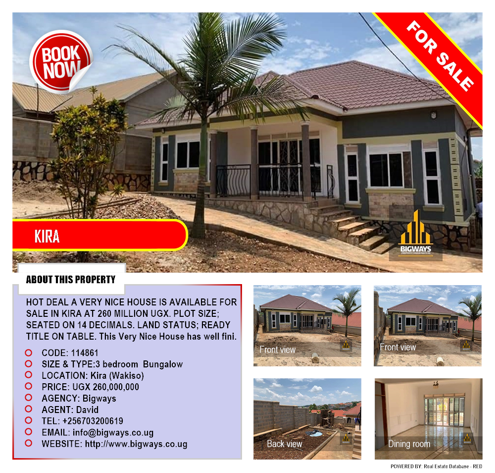 3 bedroom Bungalow  for sale in Kira Wakiso Uganda, code: 114861