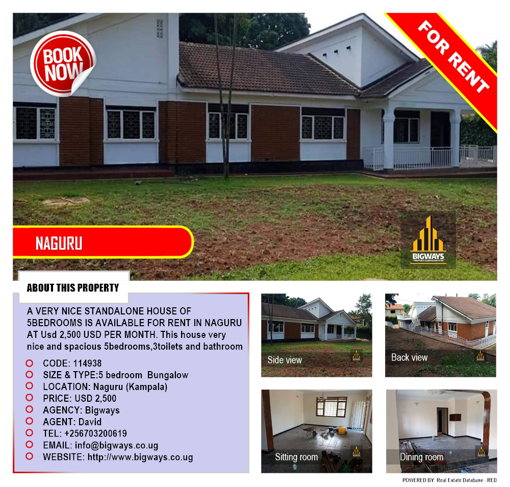 5 bedroom Bungalow  for rent in Naguru Kampala Uganda, code: 114938