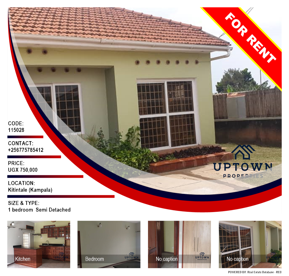 1 bedroom Semi Detached  for rent in Kitintale Kampala Uganda, code: 115028