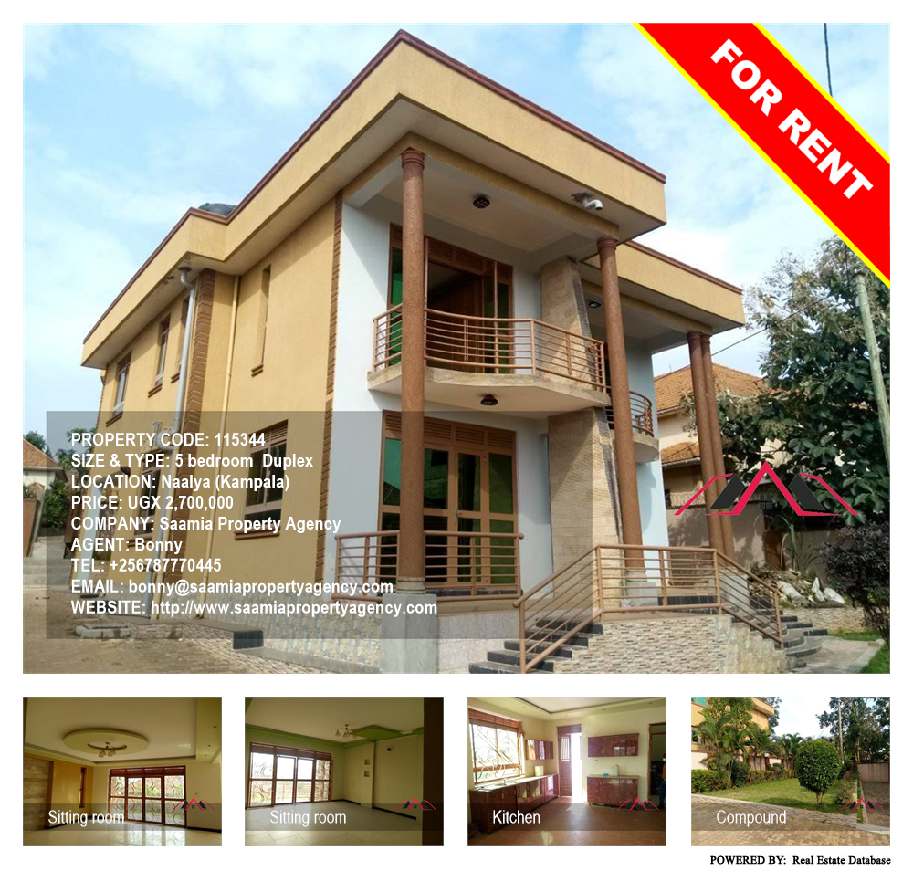 5 bedroom Duplex  for rent in Naalya Kampala Uganda, code: 115344