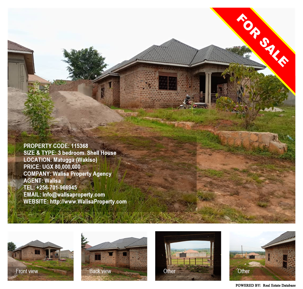 3 bedroom Shell House  for sale in Matugga Wakiso Uganda, code: 115368