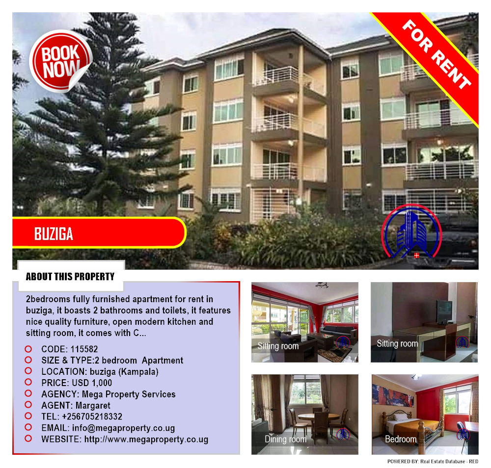 2 bedroom Apartment  for rent in Buziga Kampala Uganda, code: 115582