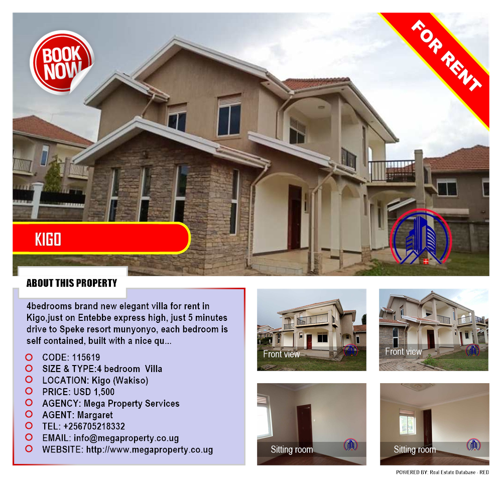 4 bedroom Villa  for rent in Kigo Wakiso Uganda, code: 115619