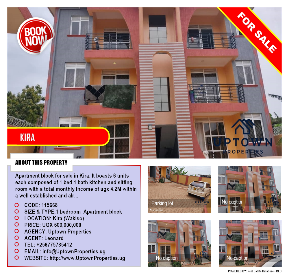1 bedroom Apartment block  for sale in Kira Wakiso Uganda, code: 115668