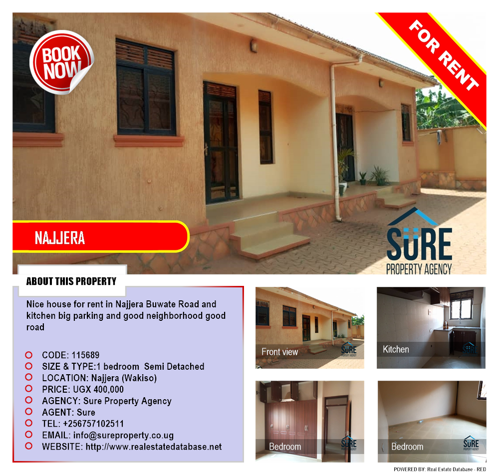 1 bedroom Semi Detached  for rent in Najjera Wakiso Uganda, code: 115689