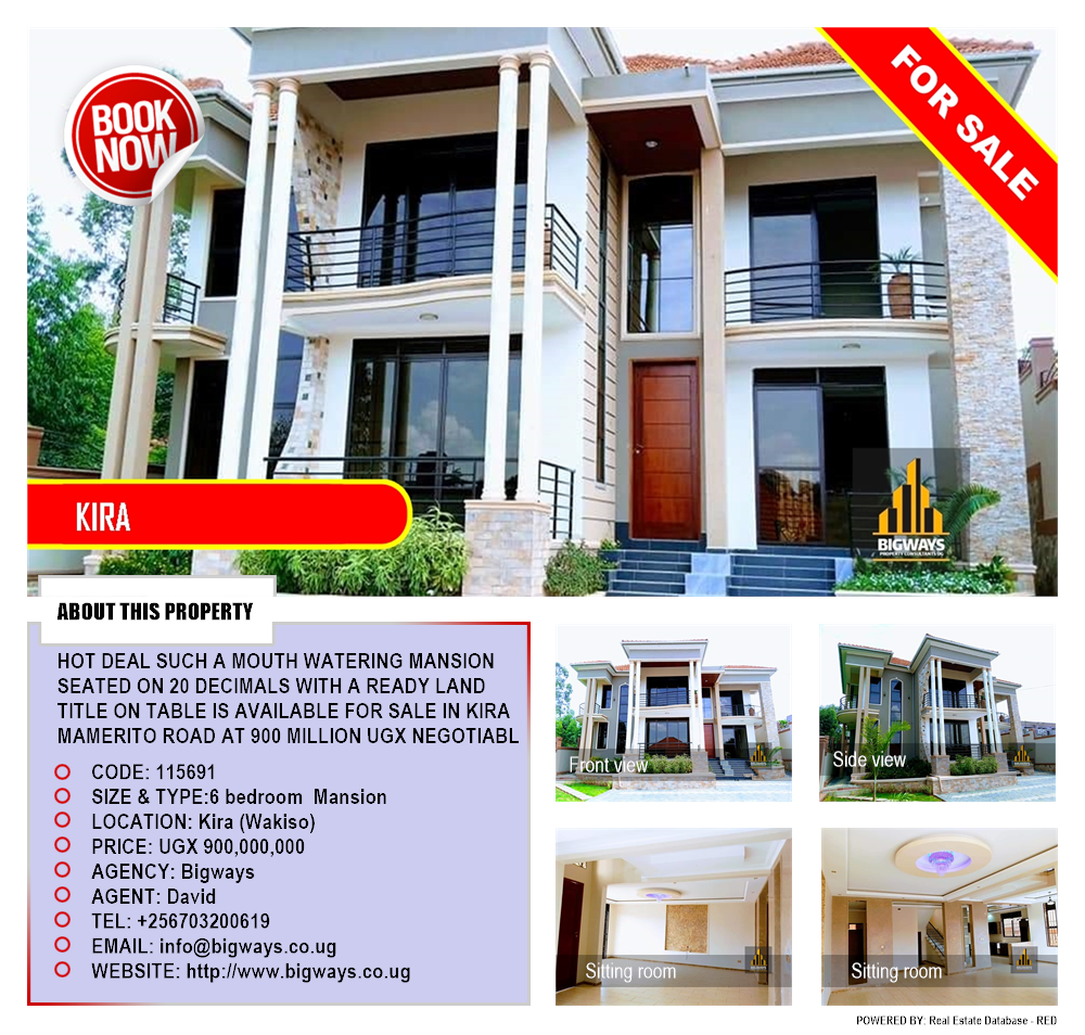 6 bedroom Mansion  for sale in Kira Wakiso Uganda, code: 115691