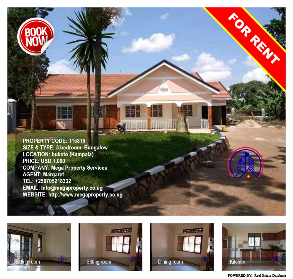 3 bedroom Bungalow  for rent in Bukoto Kampala Uganda, code: 115816
