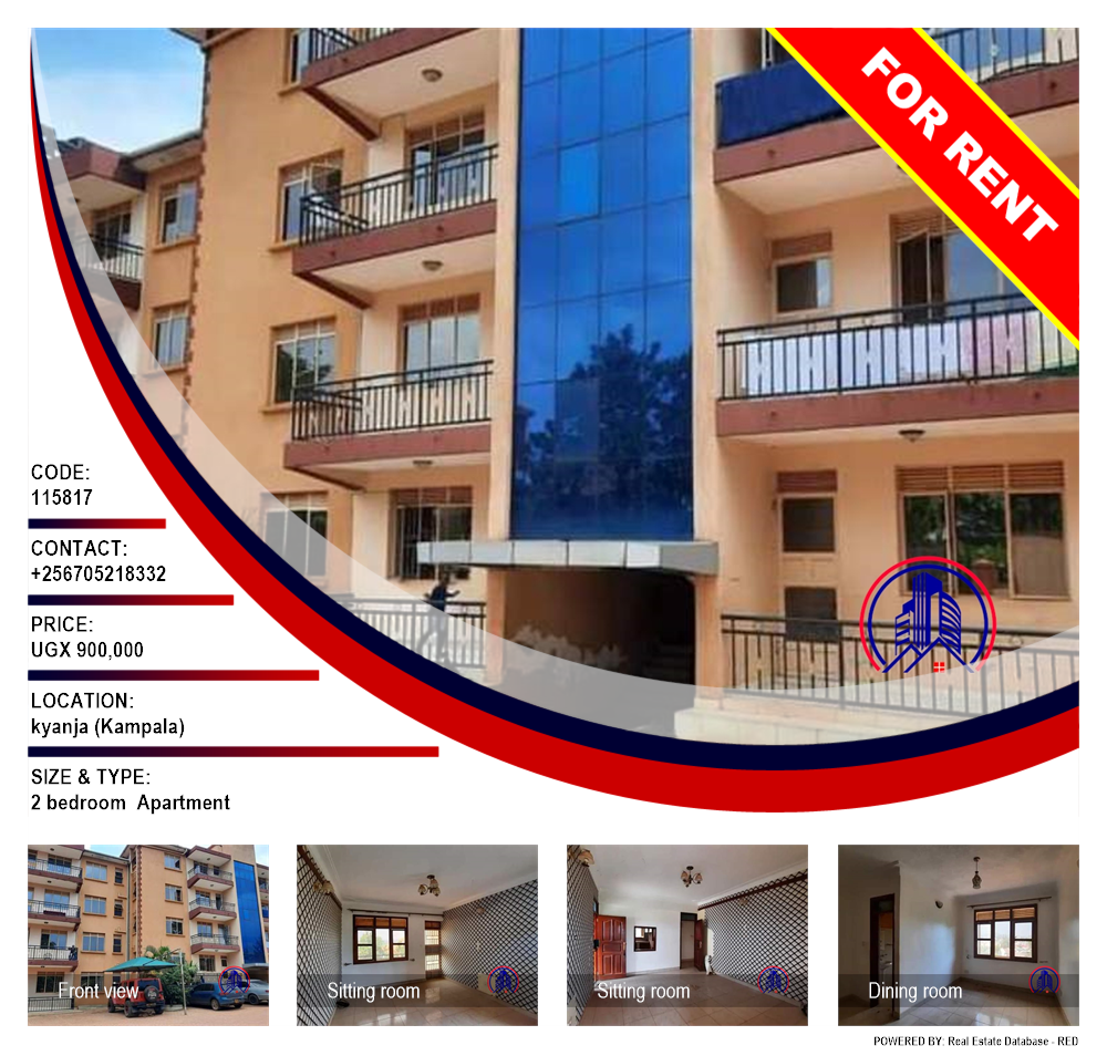 2 bedroom Apartment  for rent in Kyanja Kampala Uganda, code: 115817