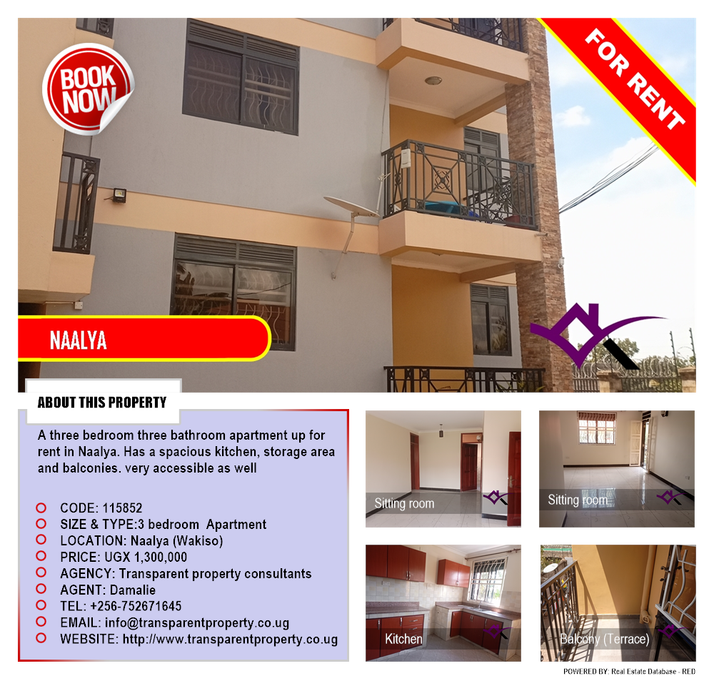 3 bedroom Apartment  for rent in Naalya Wakiso Uganda, code: 115852