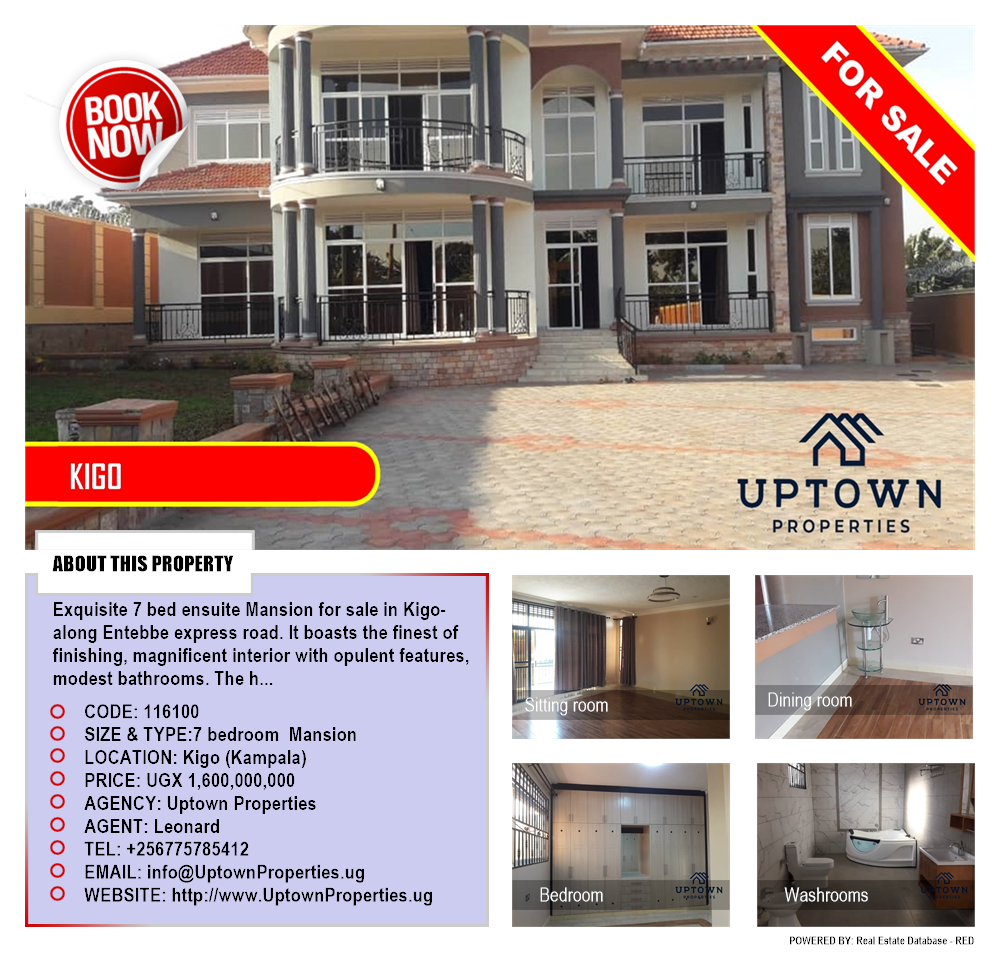 7 bedroom Mansion  for sale in Kigo Kampala Uganda, code: 116100