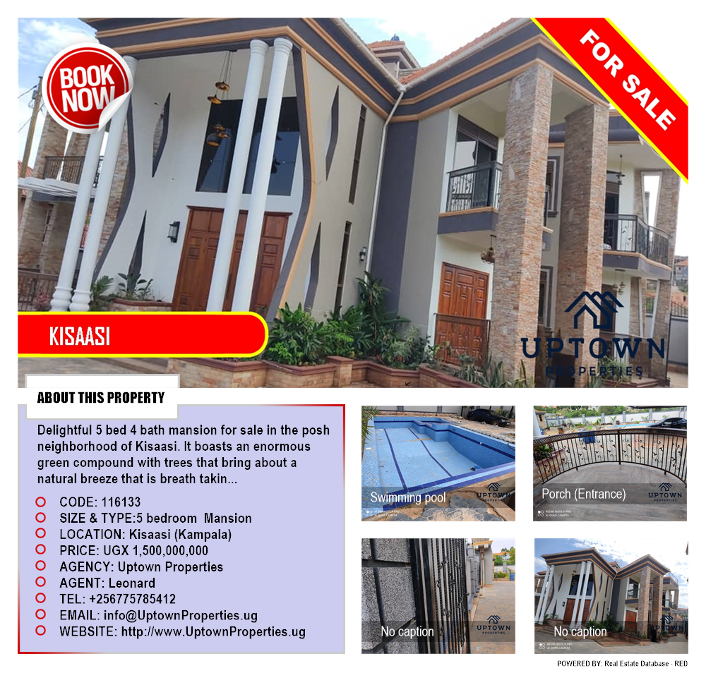 5 bedroom Mansion  for sale in Kisaasi Kampala Uganda, code: 116133