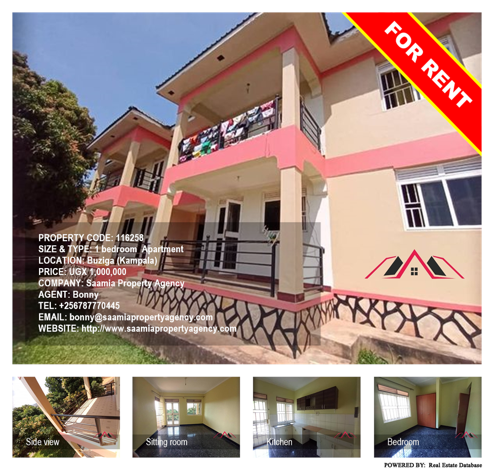 1 bedroom Apartment  for rent in Buziga Kampala Uganda, code: 116258