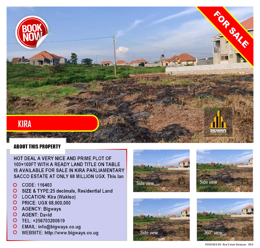 Residential Land  for sale in Kira Wakiso Uganda, code: 116403