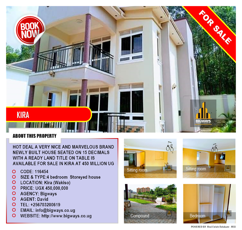 4 bedroom Storeyed house  for sale in Kira Wakiso Uganda, code: 116454