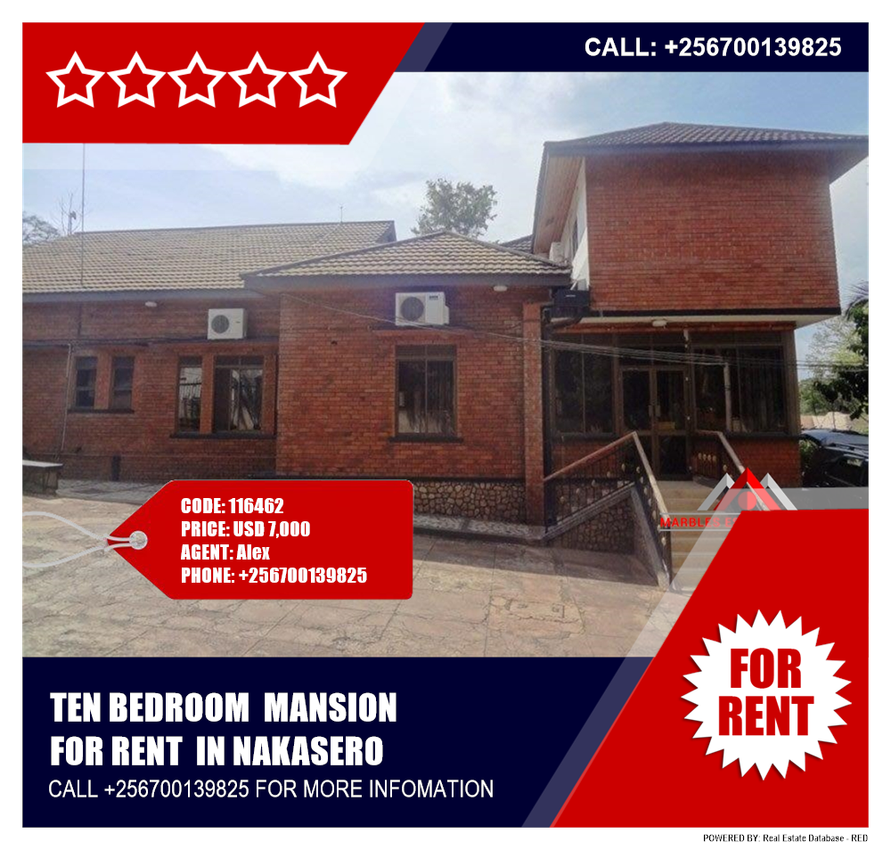 10 bedroom Mansion  for rent in Nakasero Kampala Uganda, code: 116462