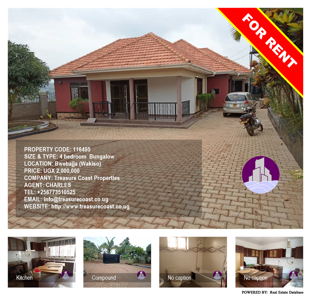 4 bedroom Bungalow  for rent in Bwebajja Wakiso Uganda, code: 116495