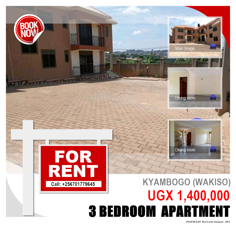 3 bedroom Apartment  for rent in Kyambogo Wakiso Uganda, code: 116516