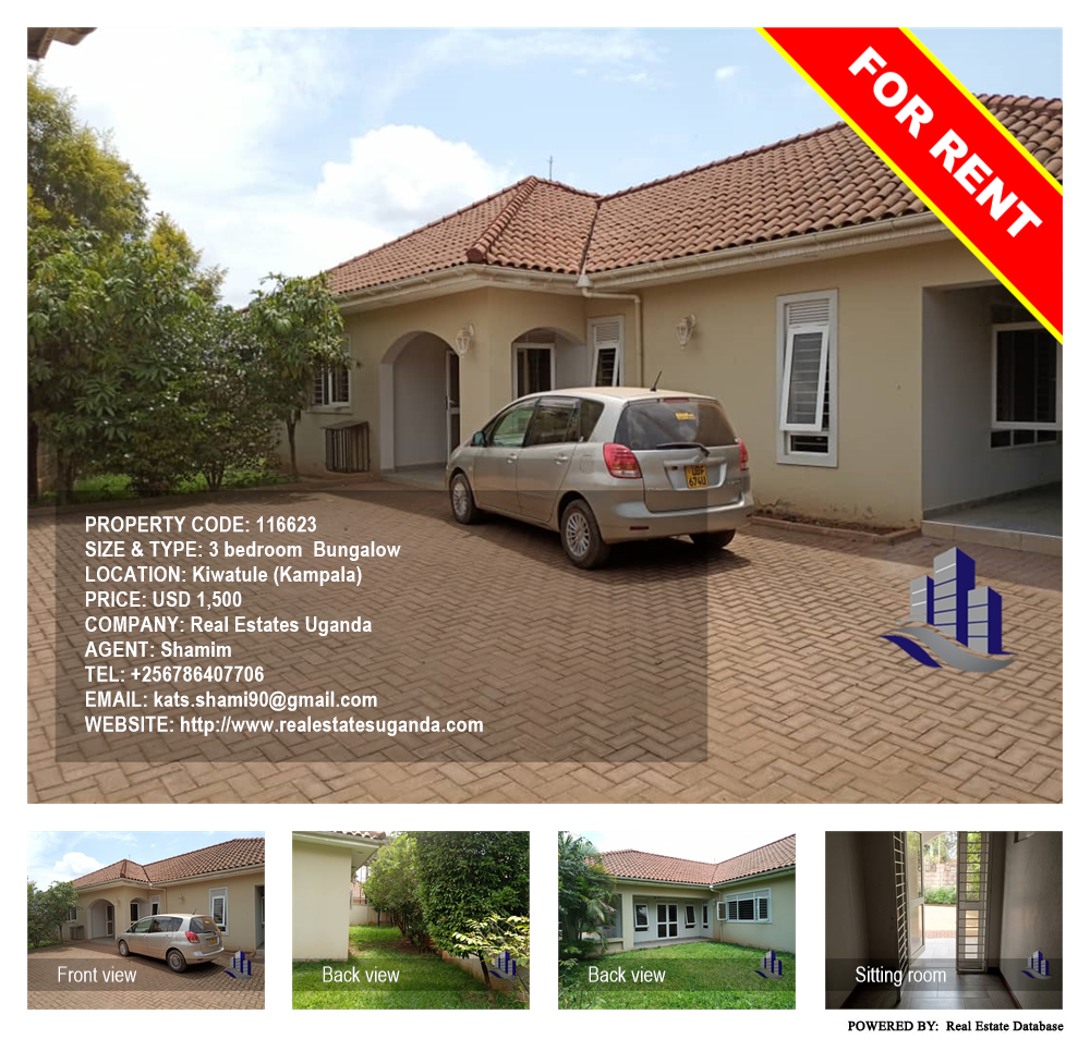 3 bedroom Bungalow  for rent in Kiwaatule Kampala Uganda, code: 116623