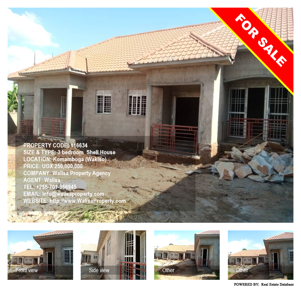 3 bedroom Shell House  for sale in Komamboga Wakiso Uganda, code: 116634
