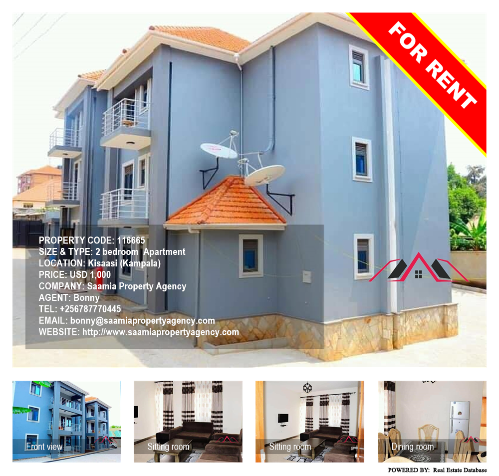 2 bedroom Apartment  for rent in Kisaasi Kampala Uganda, code: 116665
