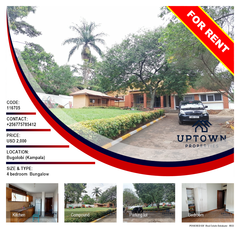 4 bedroom Bungalow  for rent in Bugoloobi Kampala Uganda, code: 116705