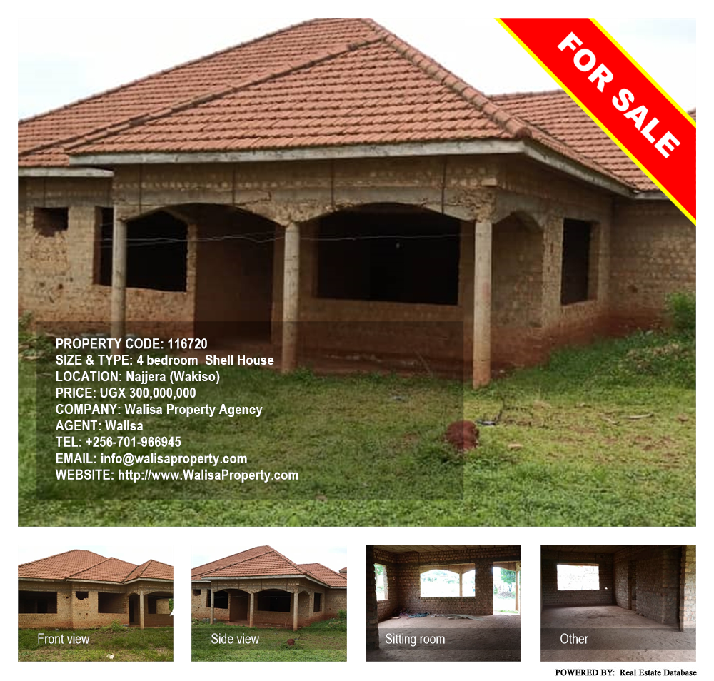4 bedroom Shell House  for sale in Najjera Wakiso Uganda, code: 116720