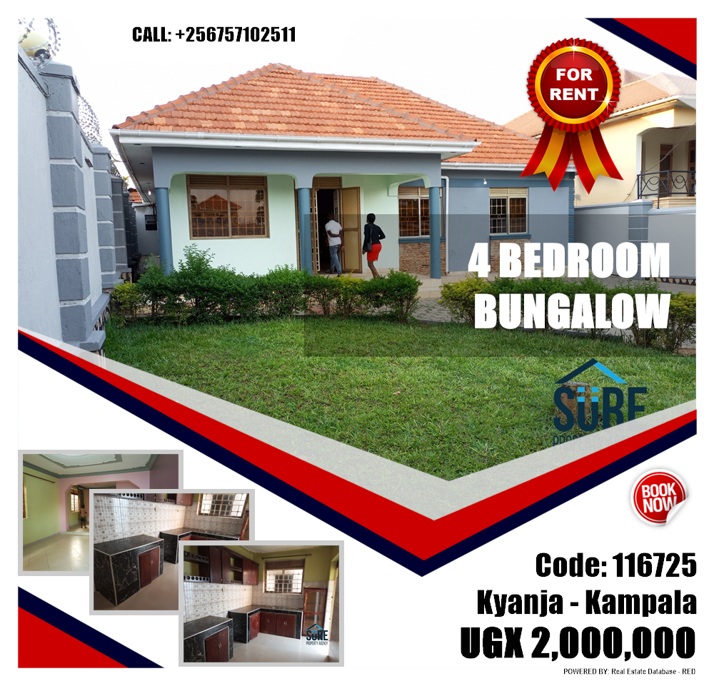 4 bedroom Bungalow  for rent in Kyanja Kampala Uganda, code: 116725