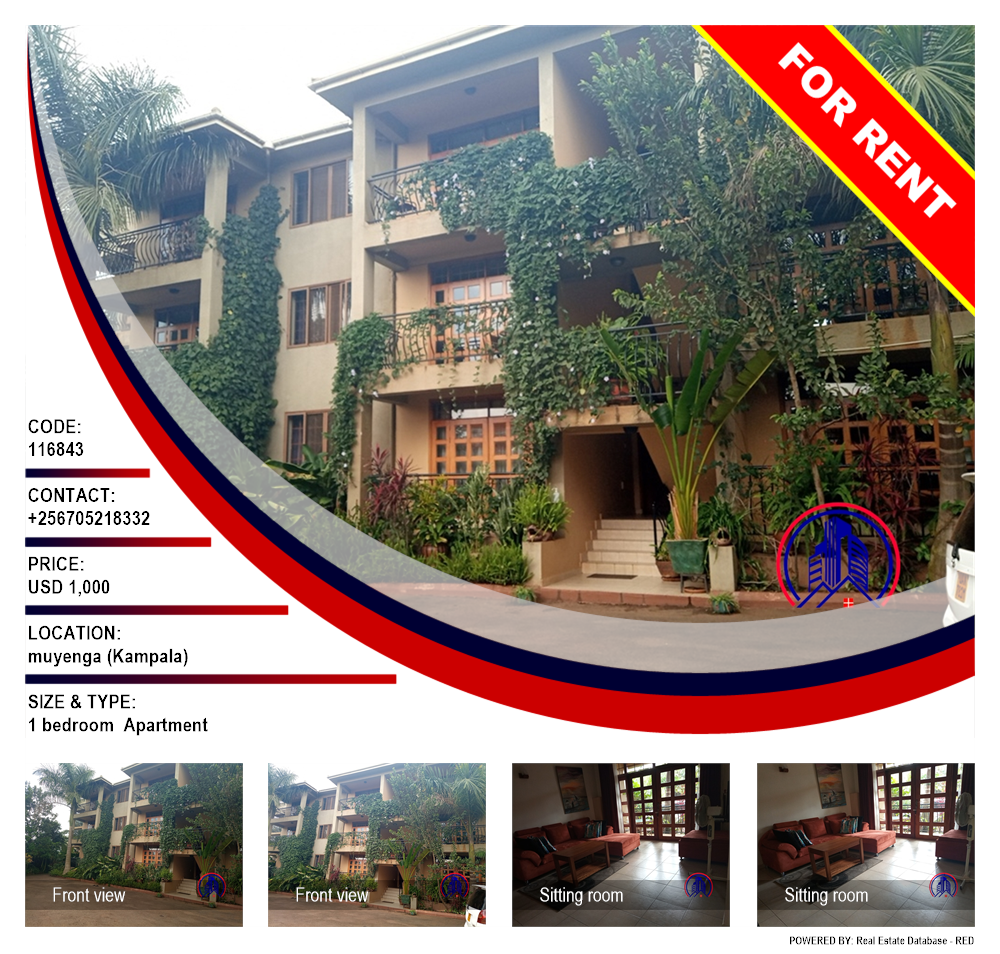 1 bedroom Apartment  for rent in Muyenga Kampala Uganda, code: 116843