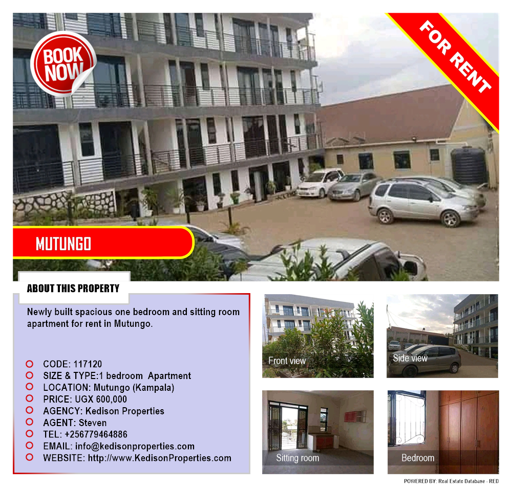1 bedroom Apartment  for rent in Mutungo Kampala Uganda, code: 117120