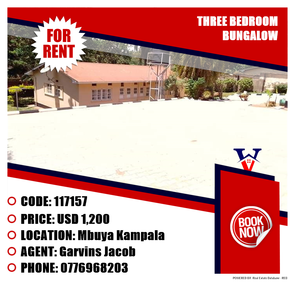 3 bedroom Bungalow  for rent in Mbuya Kampala Uganda, code: 117157