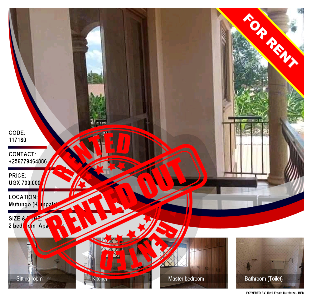 2 bedroom Apartment  for rent in Mutungo Kampala Uganda, code: 117180