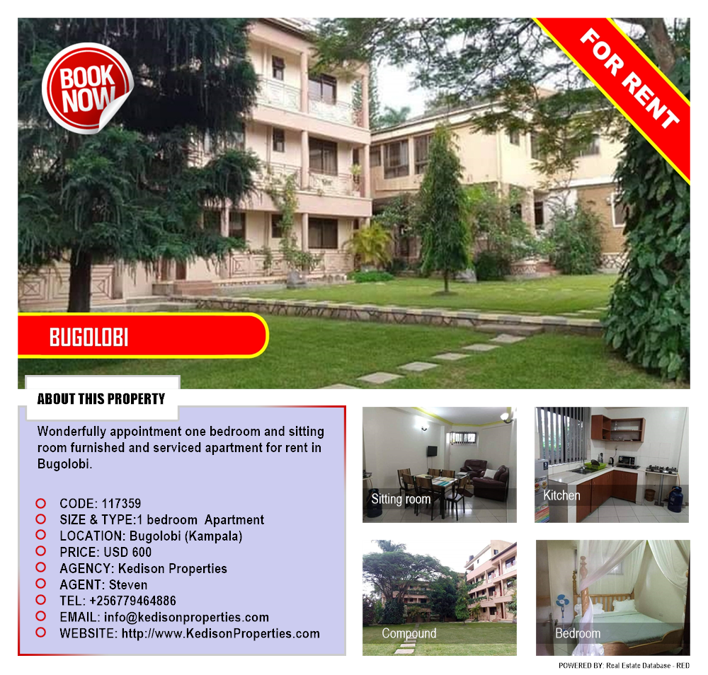 1 bedroom Apartment  for rent in Bugoloobi Kampala Uganda, code: 117359