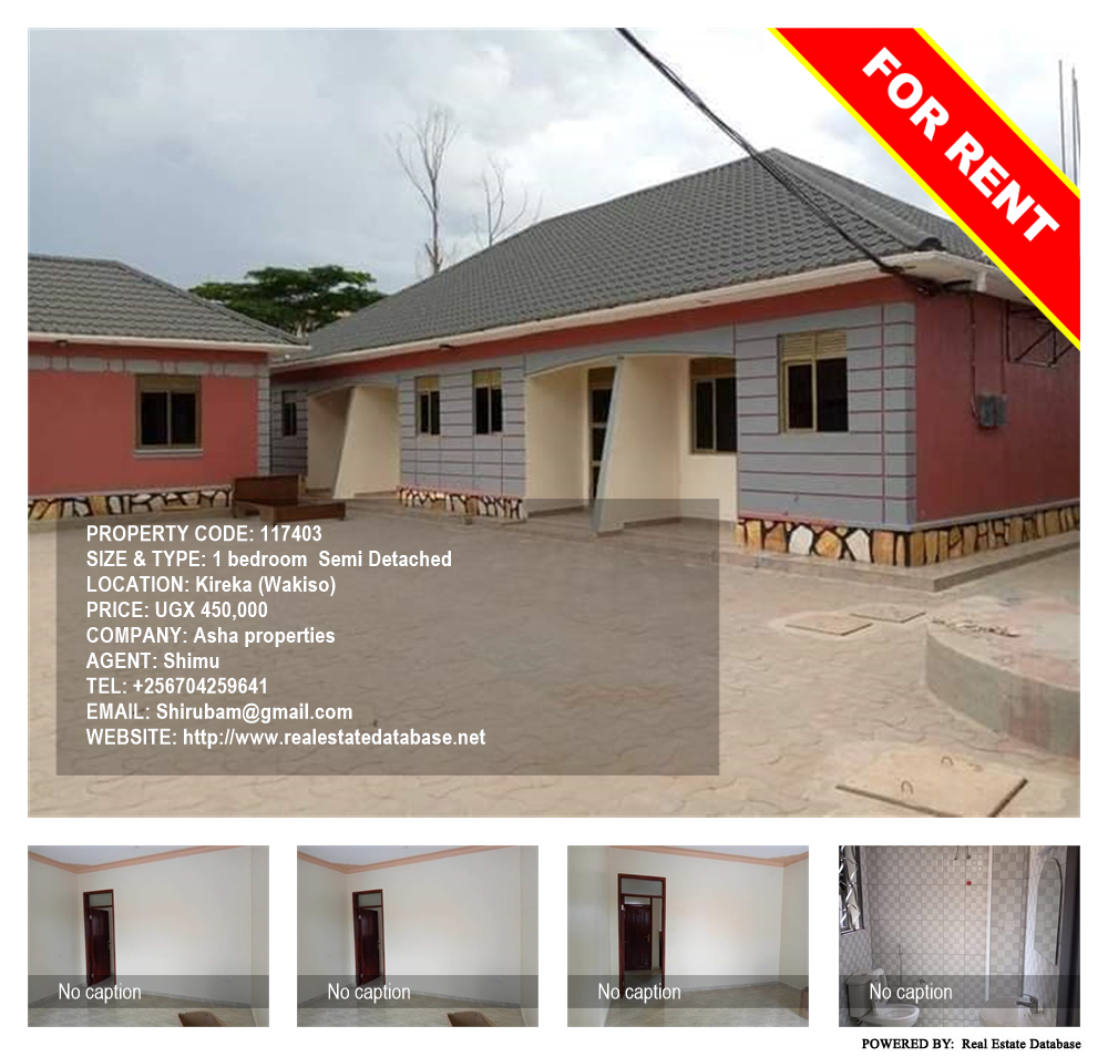 1 bedroom Semi Detached  for rent in Kireka Wakiso Uganda, code: 117403