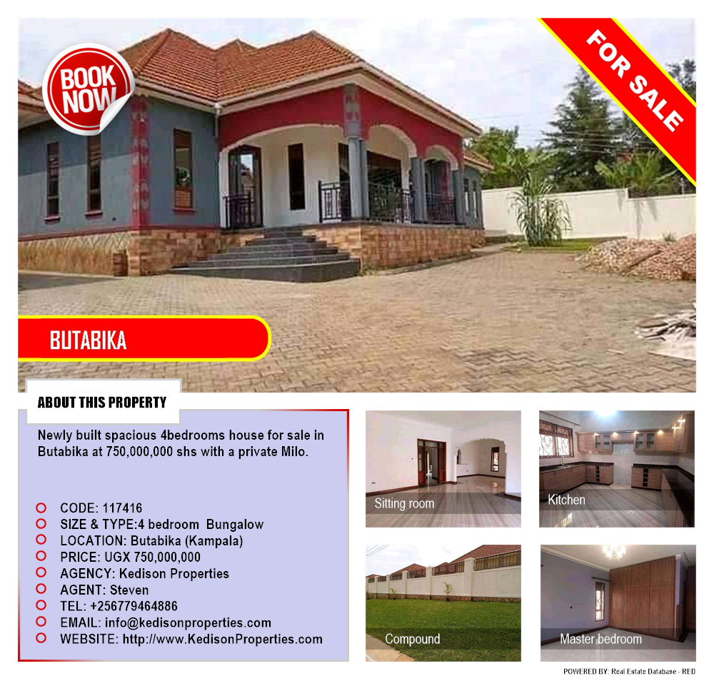 4 bedroom Bungalow  for sale in Butabika Kampala Uganda, code: 117416