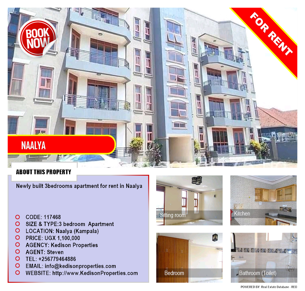 3 bedroom Apartment  for rent in Naalya Kampala Uganda, code: 117468