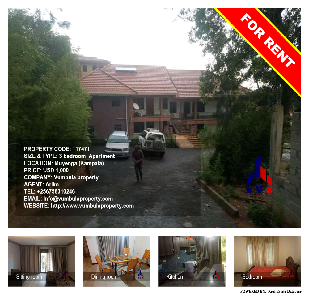 3 bedroom Apartment  for rent in Muyenga Kampala Uganda, code: 117471