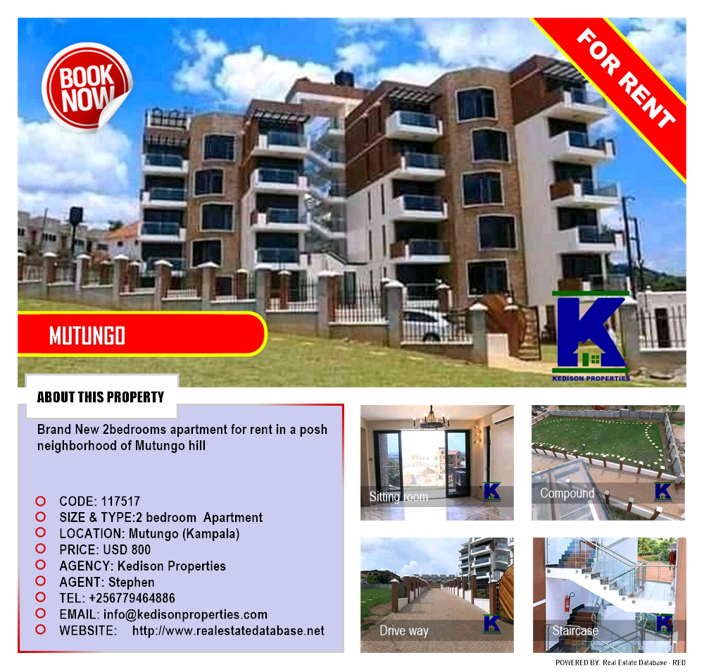 2 bedroom Apartment  for rent in Mutungo Kampala Uganda, code: 117517